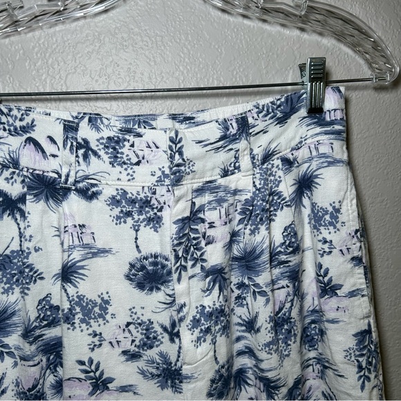 Abercrombie & Fitch Blue White Floral‎ Wide Leg Pants women’s small short resort - Picture 2 of 8